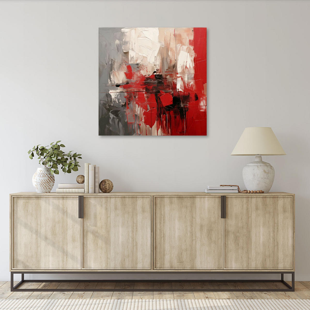 LEINWANDBILD Abstraktion Modern Rot 60x60cm - Rot, Textil (60/60cm) - Feeby