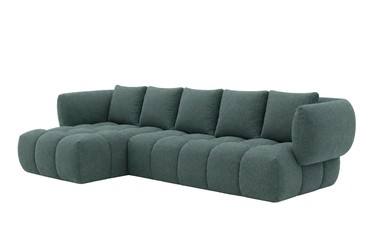 ECKSOFA L-Form, Chenillestoff Puente, Azurblau, Links, SEVIO L - Türkis, Holz (242/175cm) - Kaiser Möbel