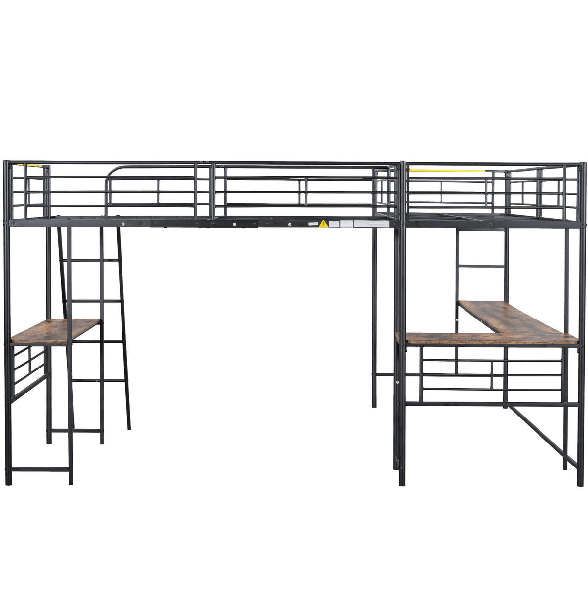 VISOKI krevet 90/200 cm s radnim stolom, dvostrukim ljestvama i visokim ogradama, Crni - crna, metal (90/200cm) - Redom