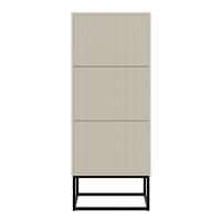 SCHUHSCHRANK Veldio mit 3 Klappen Greige mit schwarzem Metallgestell 50 cm - Taupe/Schwarz, Holzwerkstoff/Metall (50/125/30cm) - Selsey