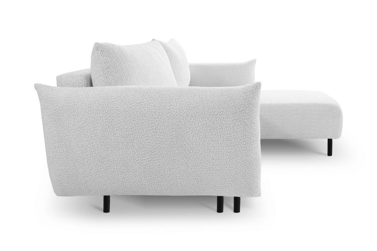 ECKSOFA ADEL mit Schlaffunktion und Bettkasten, L-förm, Metallbeine, verstellbar lose Rückenkissen, freistehend, RECHTS, 257x171x90 cm, Silver - Silberfarben, Holz/Textil (257/171cm) - DomoHome