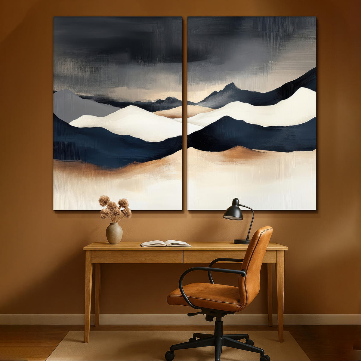 LEINWANDBILD 2er Set Landschaft - Abstrakt - Modern 240x180 cm - Dunkelblau, Textil (240/180cm) - MuchoWow
