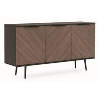 SIDEBOARD Pinelli 150 cm breite 3-türig mit Metallfüße - Schwarz/Braun, Holzwerkstoff/Metall (150/80/41cm) - Ravio