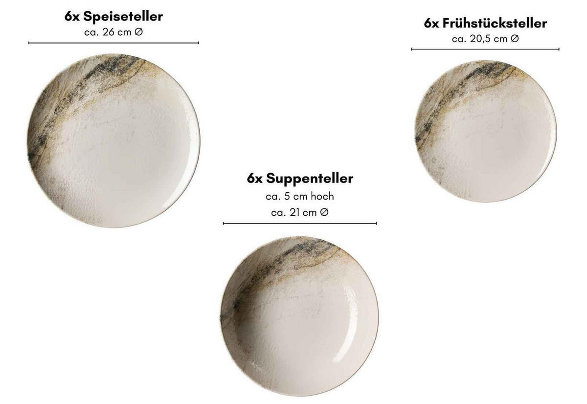 EINSTEIGER-SET Arezzo braun 16-tlg. - Braun, Keramik (2/2/2cm) - Ritzenhoff Breker