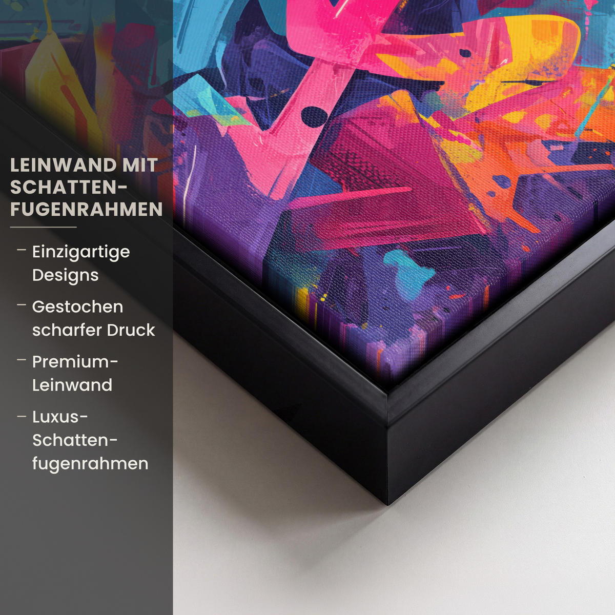 LEINWAND Bilder mit Rahmen - Abstrakt - Formen - Farbenfroh - 20x20 - Magenta, Textil (20/20cm) - MuchoWow