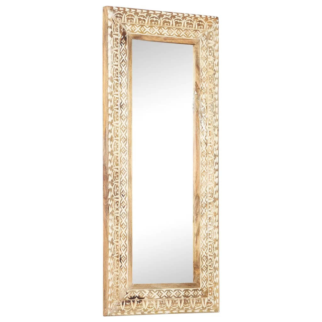 SPIEGEL Handgeschnitzt 110x50x2,6 cm Massivholz Mango - Braun, Holz (50/110/1cm) - furnicato