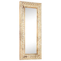 SPIEGEL Handgeschnitzt 110x50x2,6 cm Massivholz Mango - Braun, Holz (50/110/1cm) - furnicato