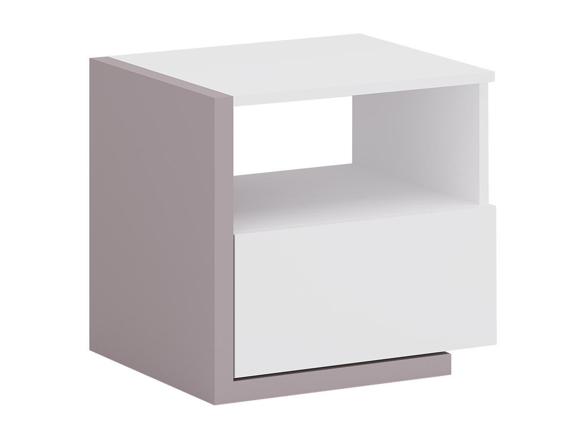 NACHTTISCH skandinavisch mit 1 Schublade & 1 Ablage - Weiß & Taupe - NAPOLI II - Braun, Holz (39/43/46.4cm) - Vente-Unique