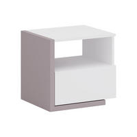 NACHTTISCH skandinavisch mit 1 Schublade & 1 Ablage - Weiß & Taupe - NAPOLI II - Braun, Holz (39/43/46.4cm) - Vente-Unique