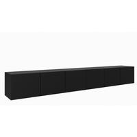 TV-SCHRANK Schwarz NIKOL Gefräste Fronten Geschlossen 300 cm - Schwarz, Holzwerkstoff (300/41/40cm) - Sepro Meble