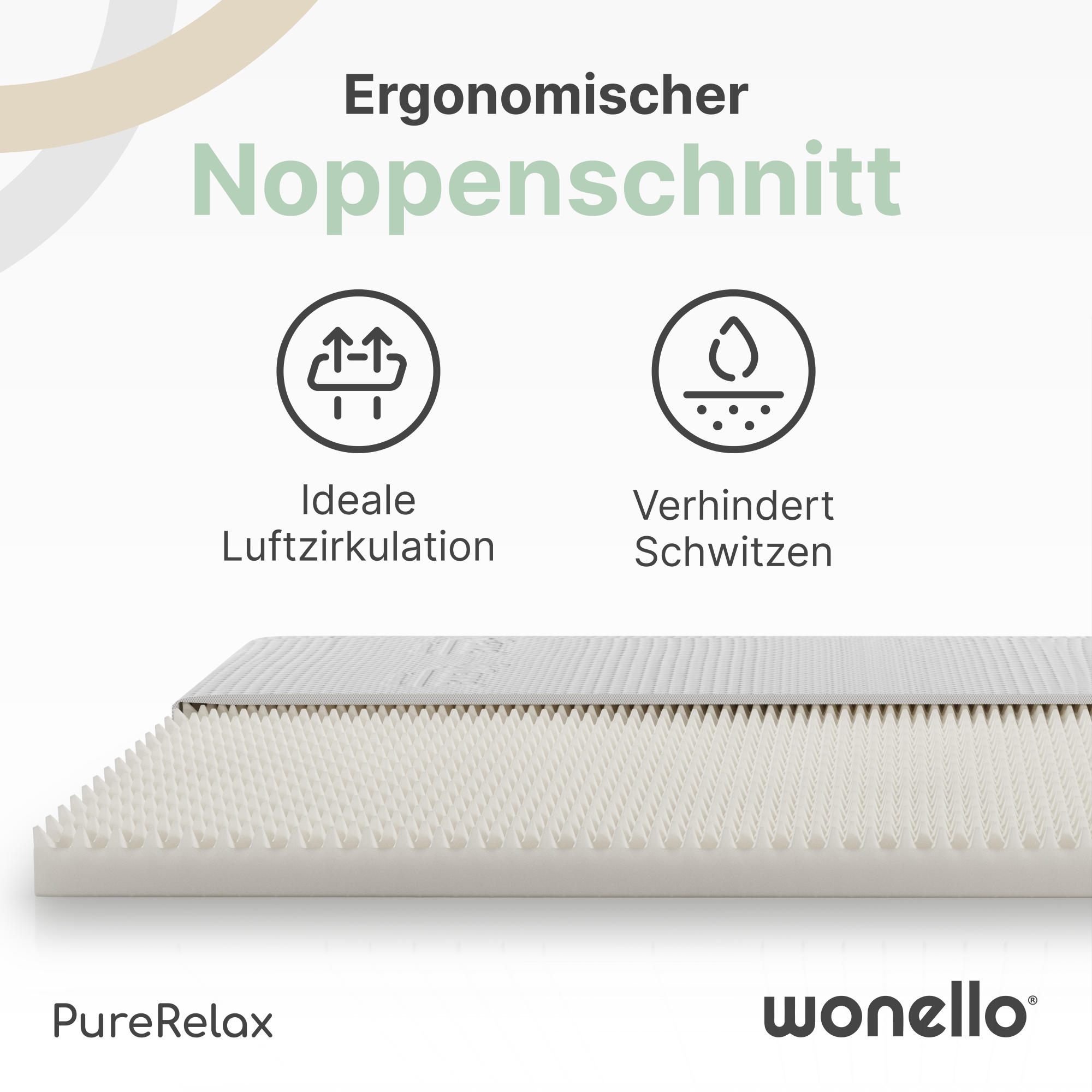 Thumbnail - wonello Topper, Weiß, Textil, H3, Füllung: Kaltschaum, 120x200 cm, Oeko-Tex® Standard 100, atmungsaktiv, bessere Drucken...