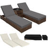 RATTAN-SONNENLIEGE 2er Set,wetterfest und UV-beständig,braun - Braun, Kunststoff (60/21/184cm) - tectake