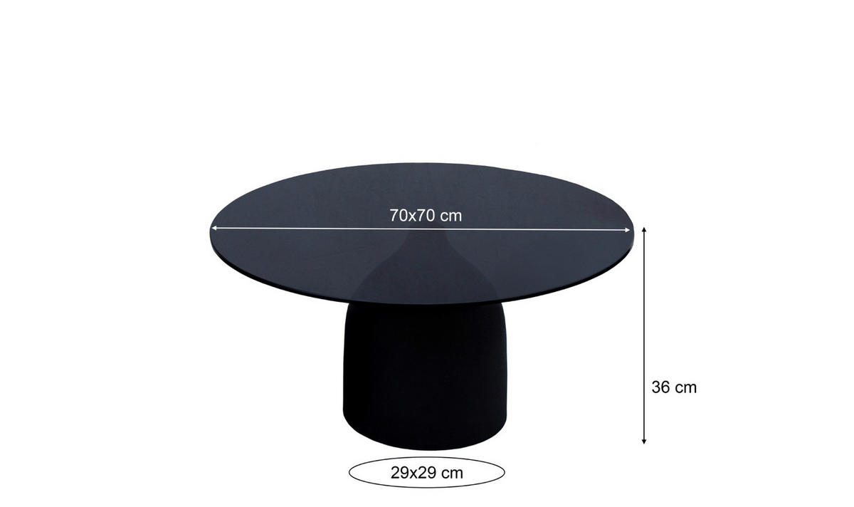 BEISTELLTISCH rund aus Glas 70x70x36cm, schwarz - Schwarz, Glas (70/70/55cm) - Livingfurn