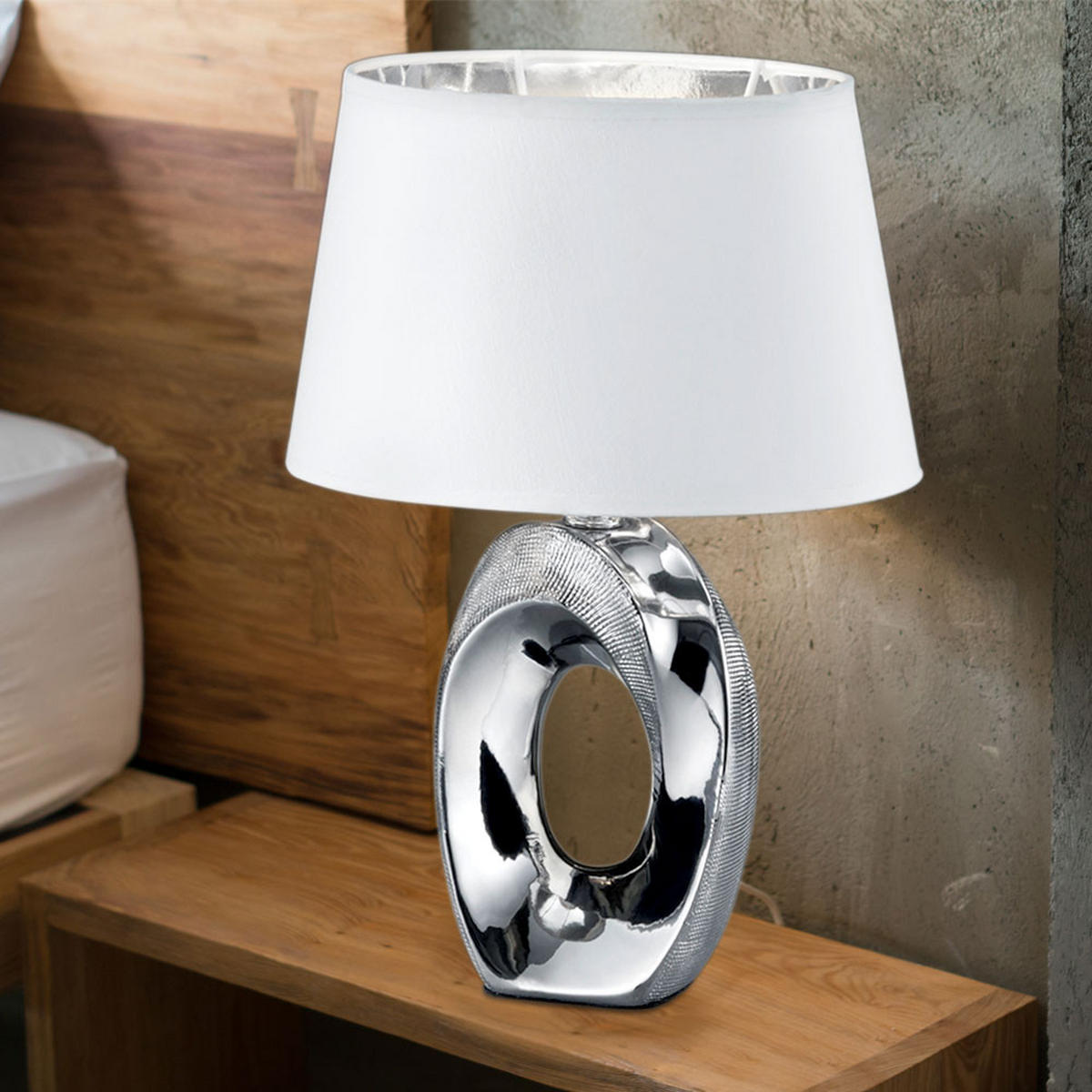 LED TISCHLEUCHTE Keramik Silber - Silberfarben, Keramik (4.5/8.1/33cm)