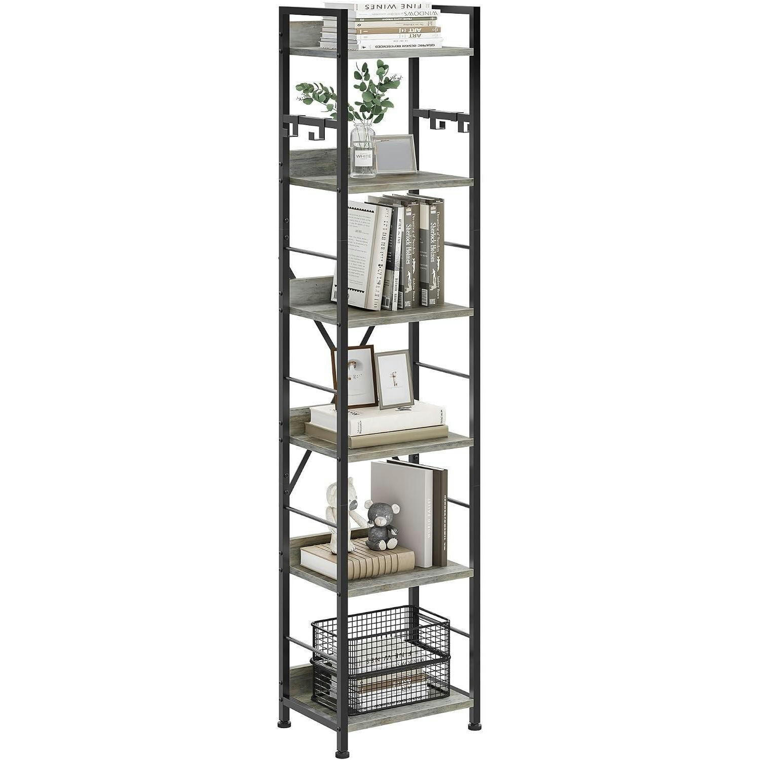 BÜCHERREGAL mit 6 Ebenen 30 x 40 x 180 cm Grau - Grau, Holzwerkstoff (40/183/30cm)