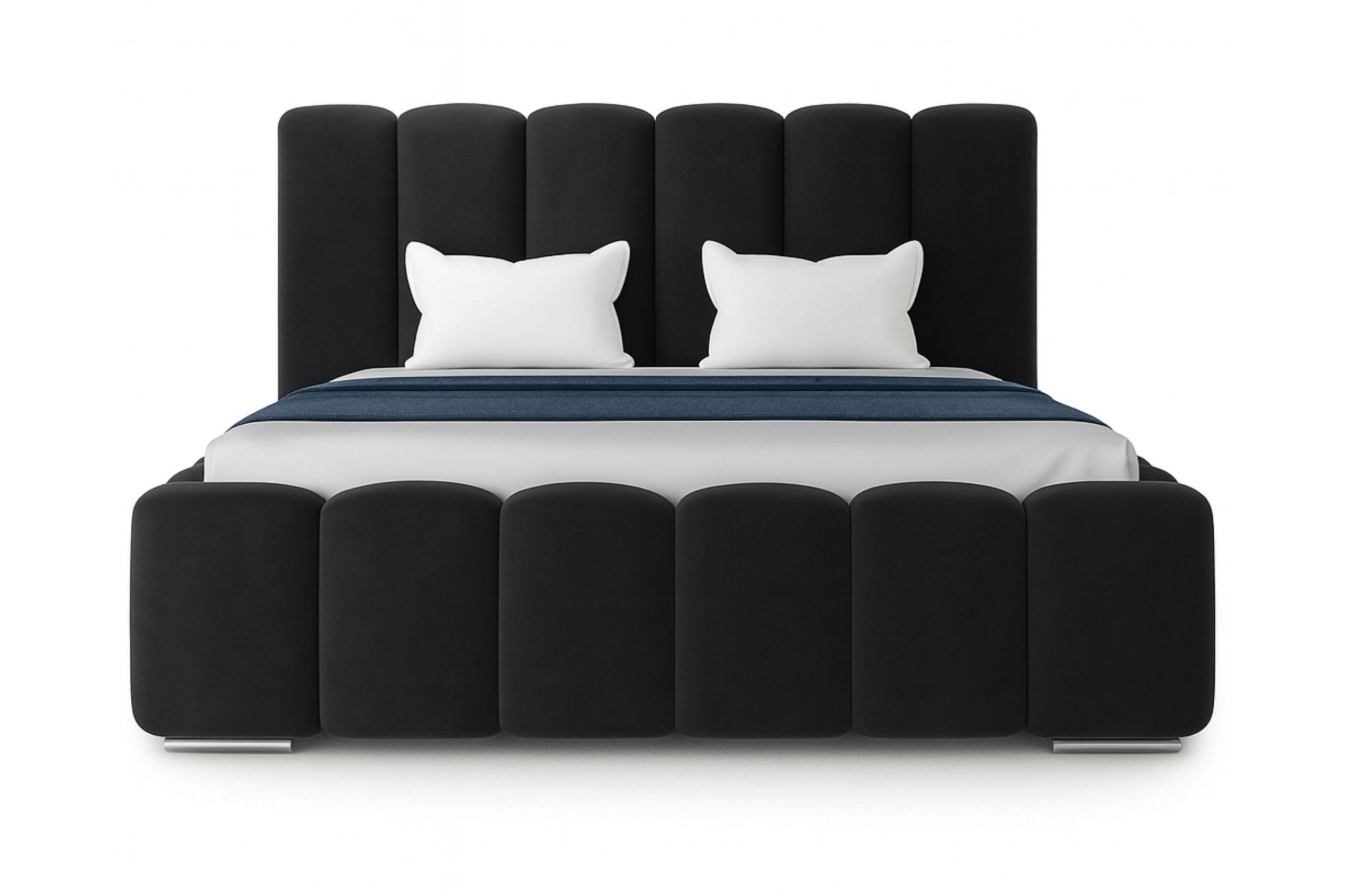 POLSTERBETT BARON mit Kopfteil, 140 x 200 cm, Doppelbett mit Bettkasten und Lattenrost aus Metall, Velourstoff, Frabe: Schwarz - Schwarz, Holz/Kunststoff (140/200cm) - Agmat-Furniture