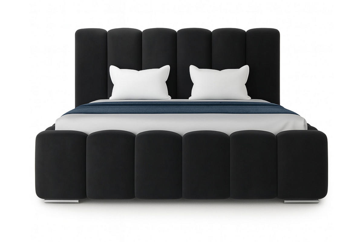 POLSTERBETT BARON mit Kopfteil, 200 x 200 cm, Doppelbett mit Bettkasten und Lattenrost aus Metall, Velourstoff, Frabe: Schwarz - Schwarz, Holz/Kunststoff (200/200cm) - Agmat-Furniture