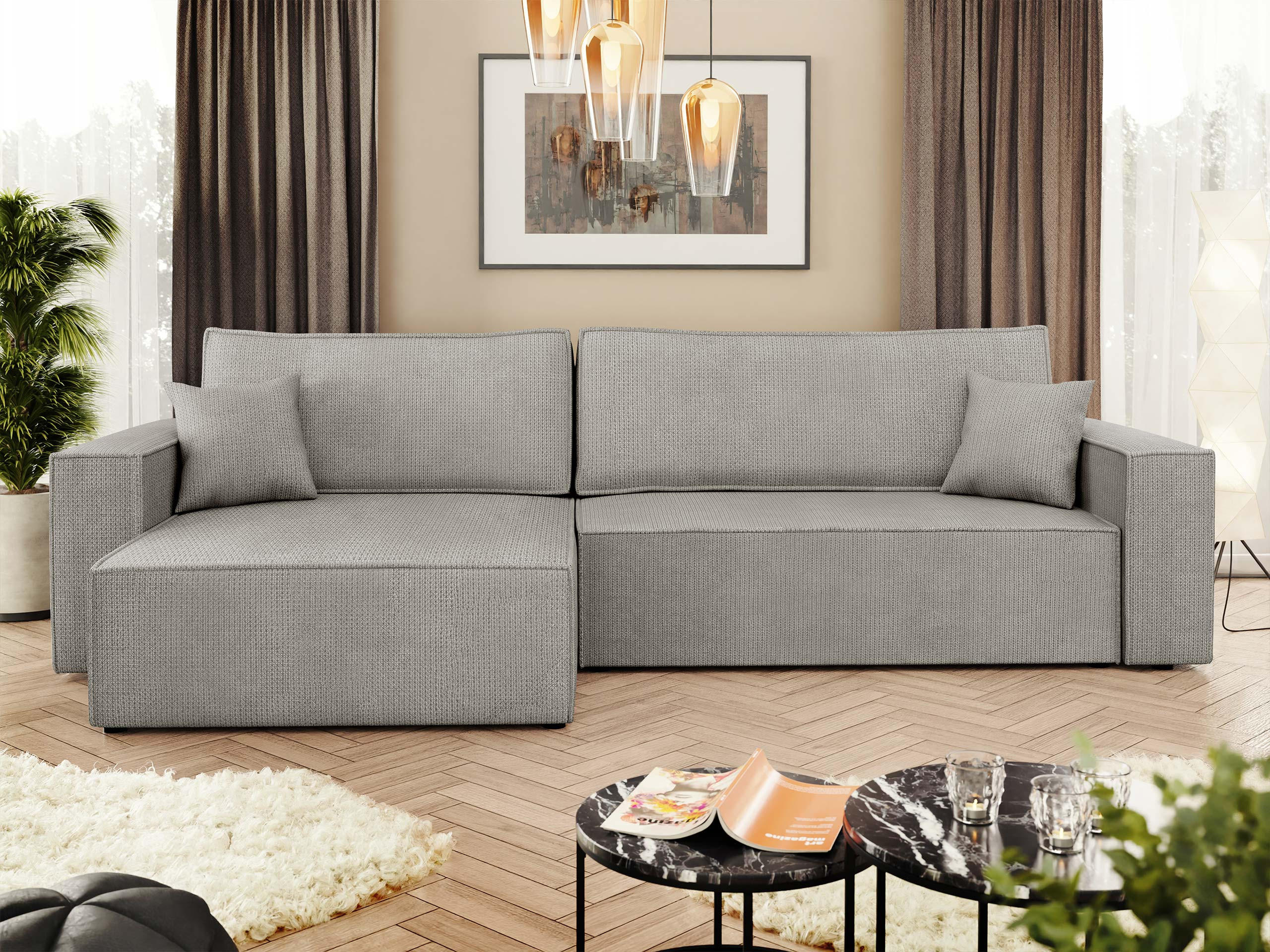 ECKSOFA Karl - Hellgrau/Schwarz, Holz/Kunststoff (272/145cm) - MIRJAN24
