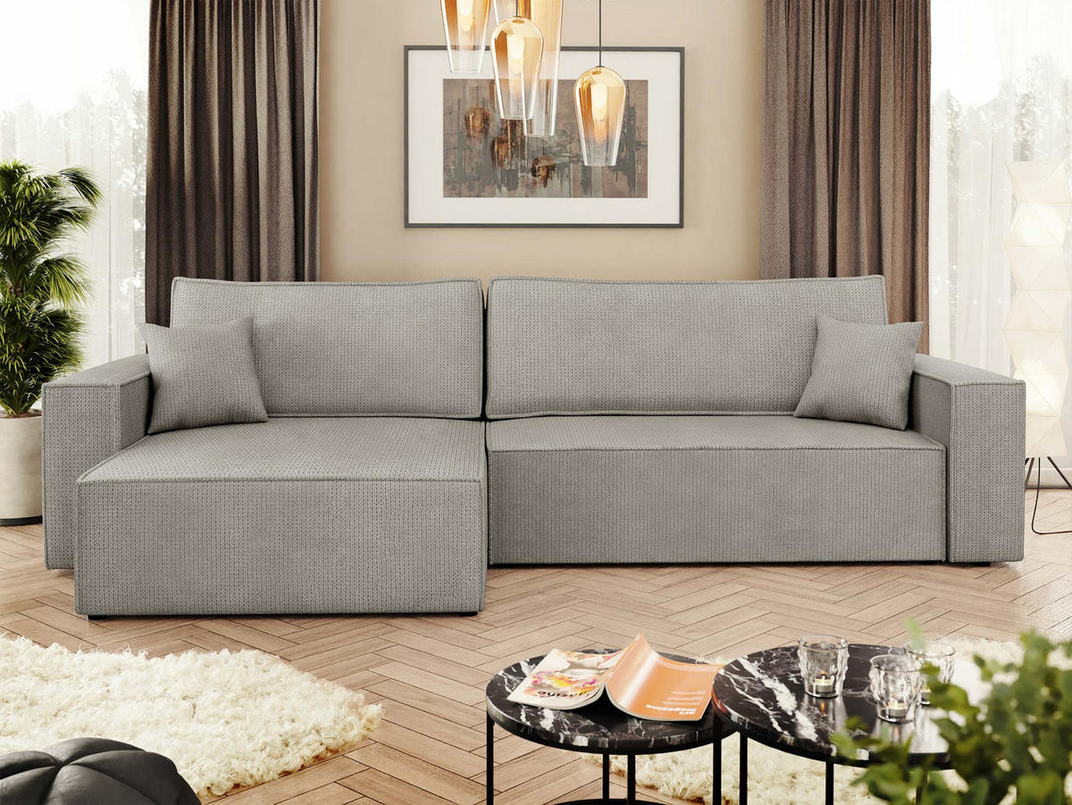 ECKSOFA Karl - Hellgrau/Schwarz, Holz/Kunststoff (272/145cm) - MIRJAN24
