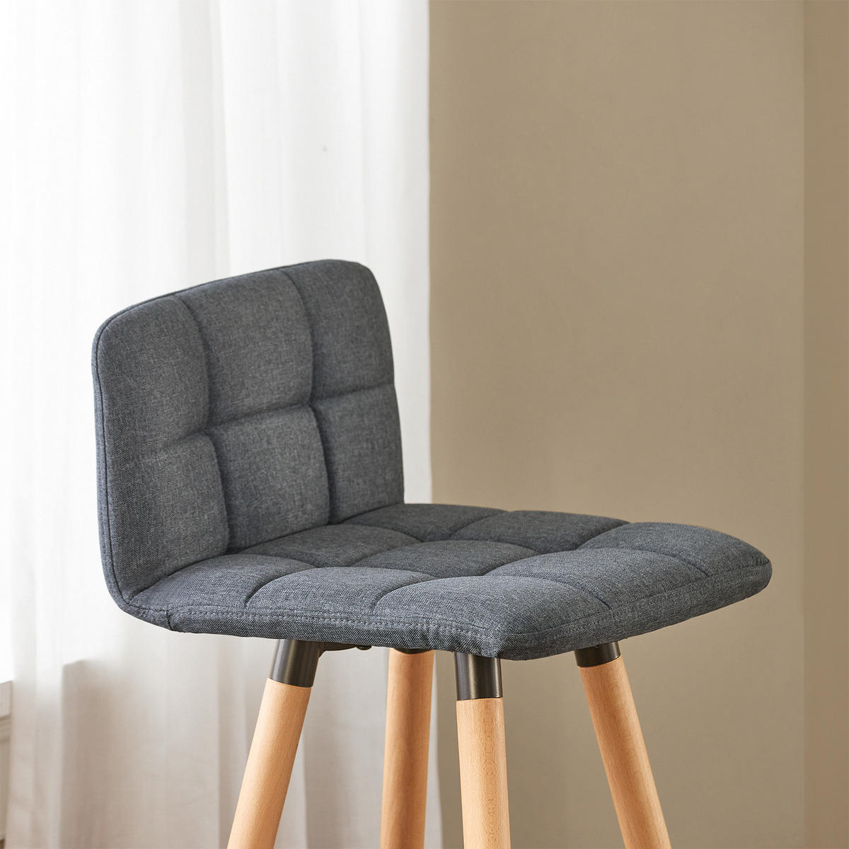 BARHOCKER 2er Set Kautschukholz Polyester - Grau, Holzwerkstoff (44/90/44cm) - SoBuy
