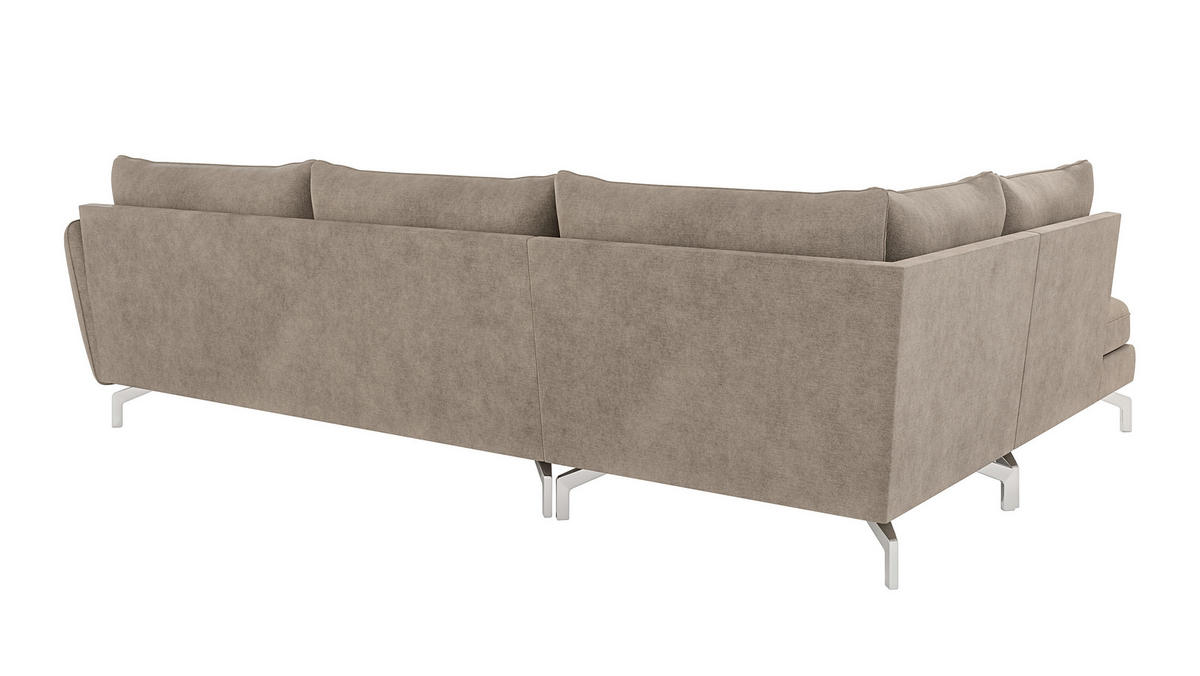 ECKSOFA Elou Dunkelbeige Microfaser - Chromfarben/Beige, Holz/Textil (277/200cm) - S-Style Möbel
