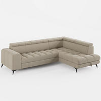 ECKSOFA CANDY CANE Rechts Beige Bouclé-Stoff mit Schlaffunktion und Bettkasten - Beige, Textil (264/192cm) - Barchello