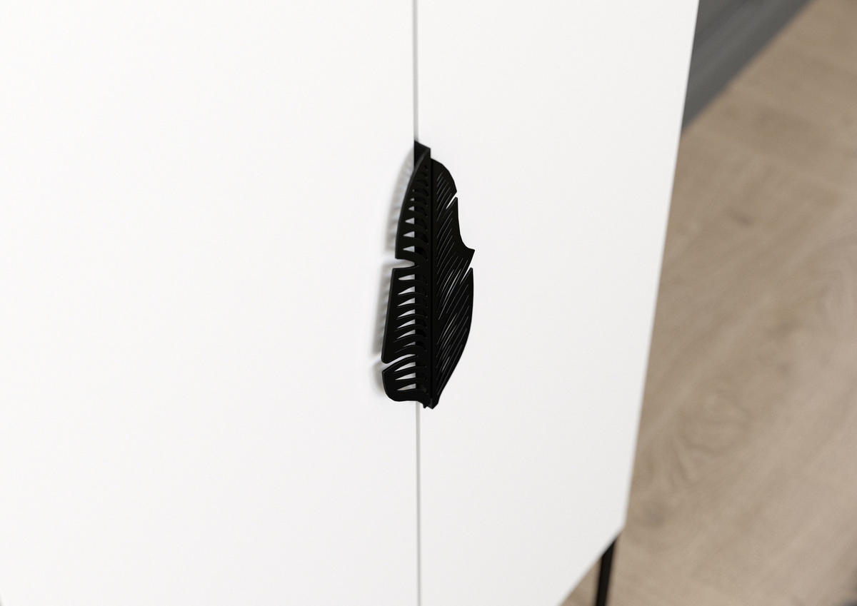 HIGHBOARD Merlin, Weiß, Schwarze Details - Schwarz/Weiß, Holzwerkstoff/Metall (80/160/40cm) - Skandica
