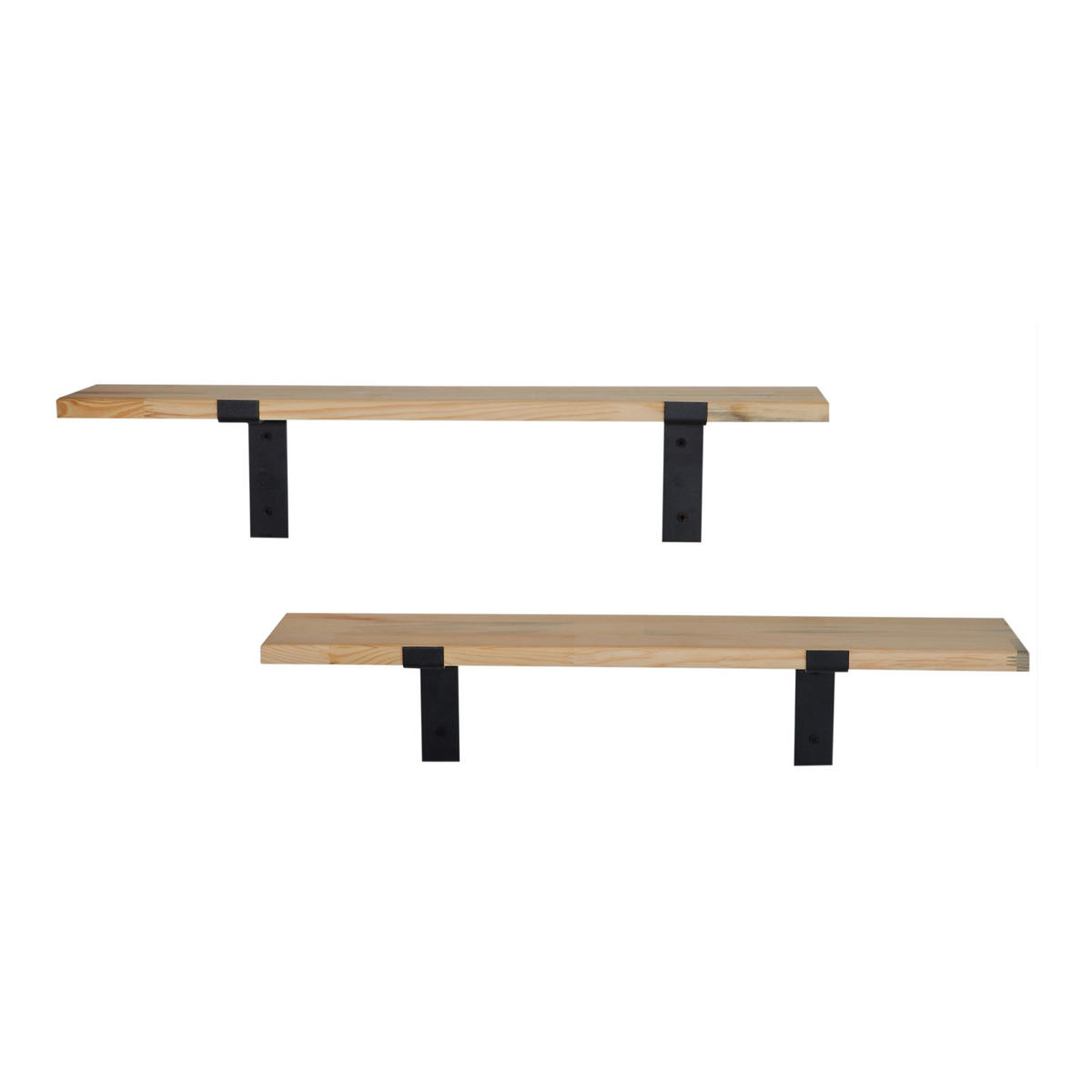 WANDREGAL-SET 2 TLG. Løgstør - Naturfarben, Holz (75/14/14cm) - [en.casa]