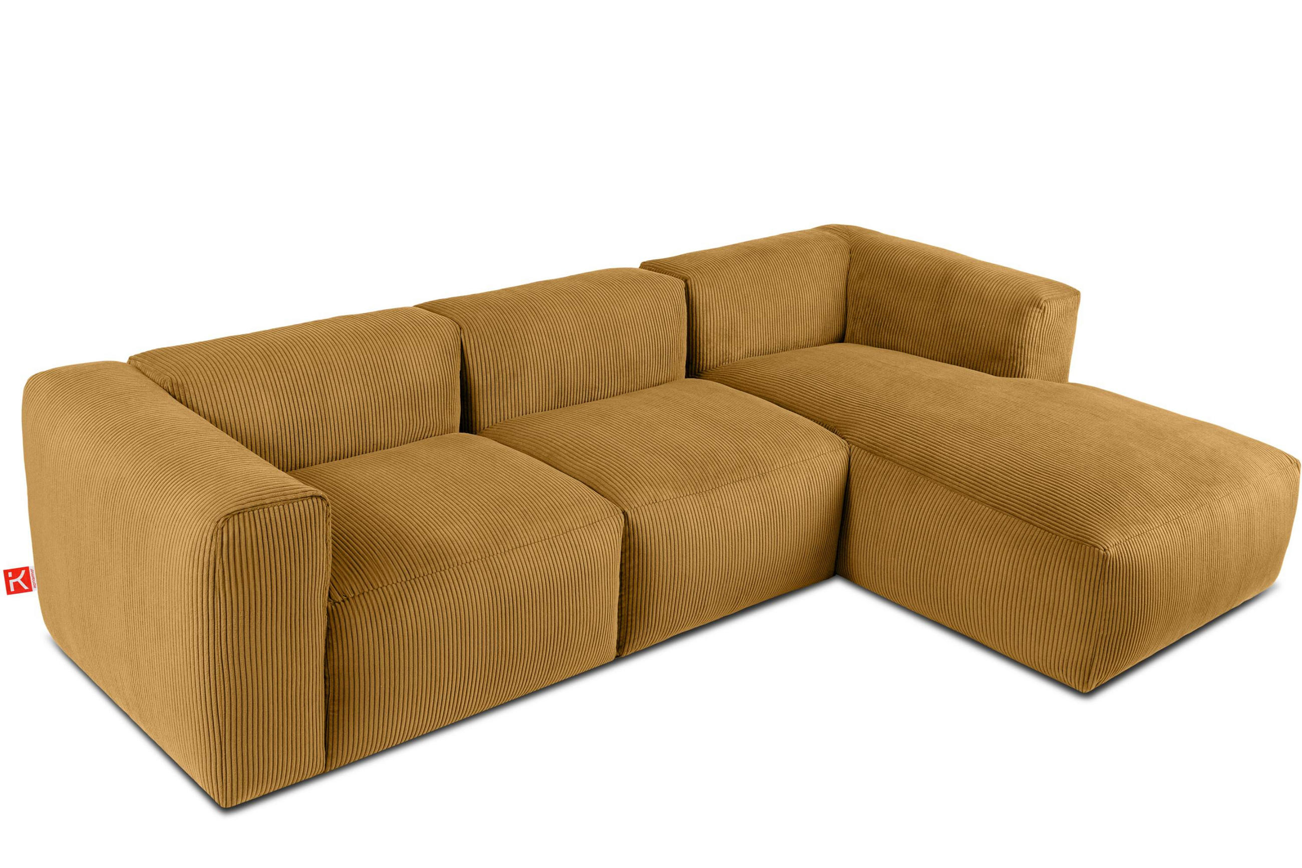 ECKMODULSOFA-RECHTS BUFFO mit extrem weicher und bequemer Sitzfläche, Kordstoff, gelb - Gelb, Textil (297/180cm) - KONSIMO®