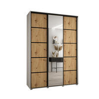SCHWEBETÜRENSCHRANK 235,2/180/45 3-türig - Schwarz/Eiche Artisan, Holz/Metall (180/235/45cm) - Abiks Möbel