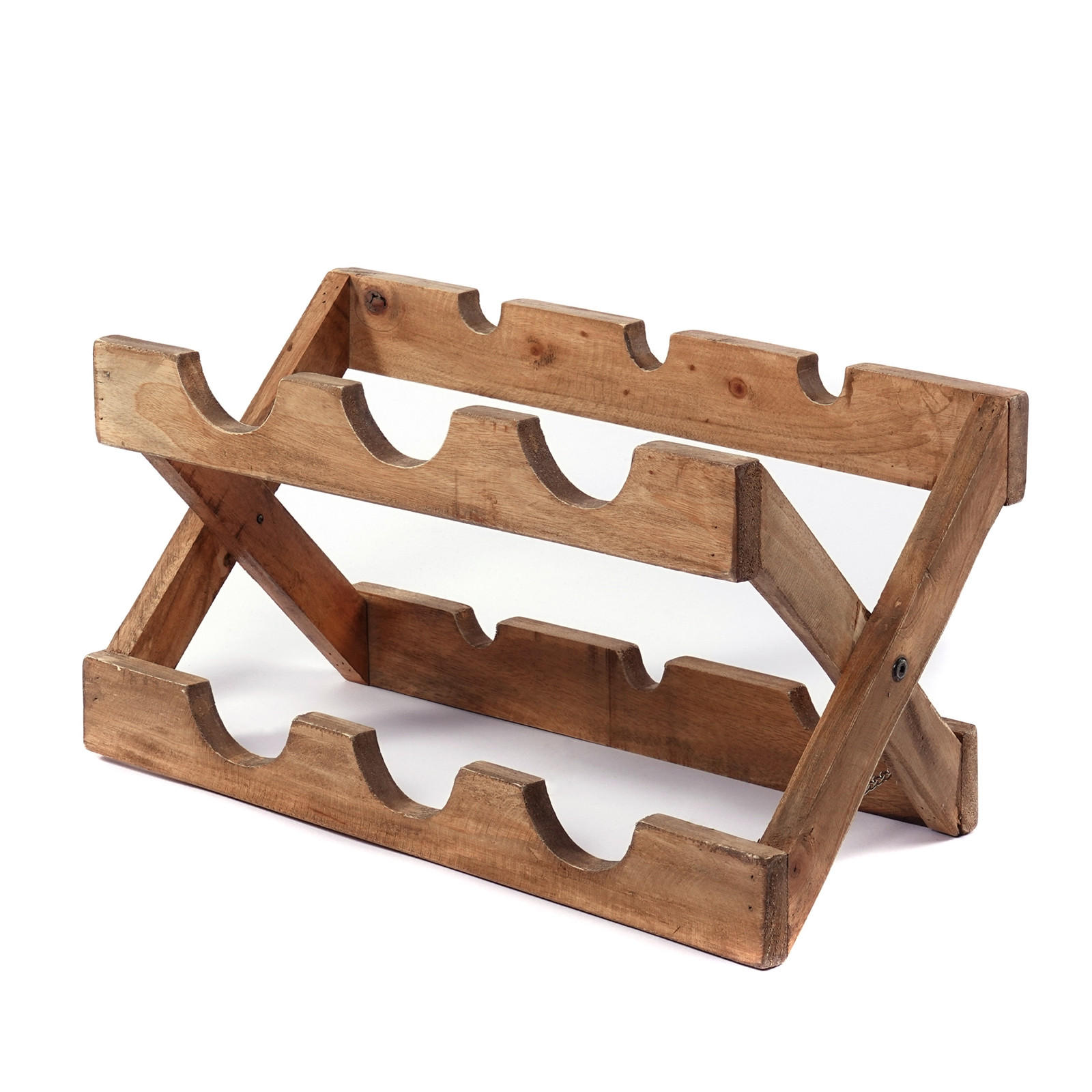 FLASCHENREGAL Nino Mahagoni Massivholz, für 6 Flaschen, klappbar naturfarben - Naturfarben, Holz (23/25/23cm) - DESIGN DELIGHTS