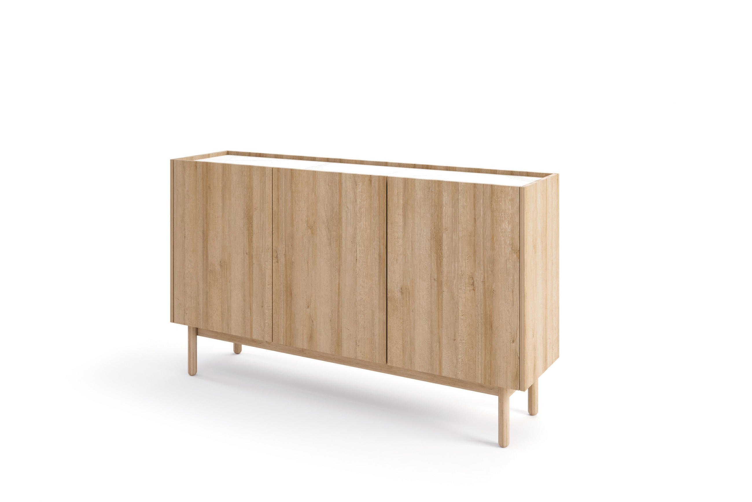 KOMMODE Boho Riviera Eiche, Türkommode, mit Holz Beine - Eiche Bianco/Braun, Holz/Holzwerkstoff (144/68/37cm) - Bettso
