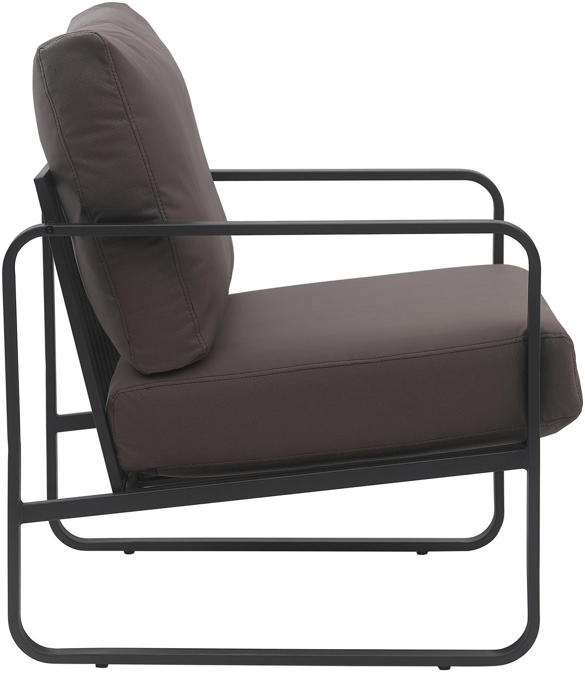 SESSEL Lederlook braun - Schwarz/Braun, Textil/Metall (70/82/74cm) - CLP