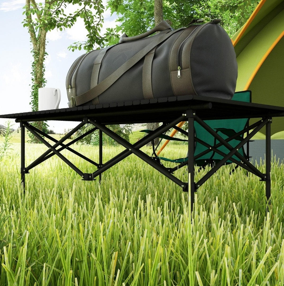 GARTENTISCH aus Stahl 65x45x45/35 cm Schwarz im 2er Set - Schwarz, Metall (95/55/50cm) - Modfu