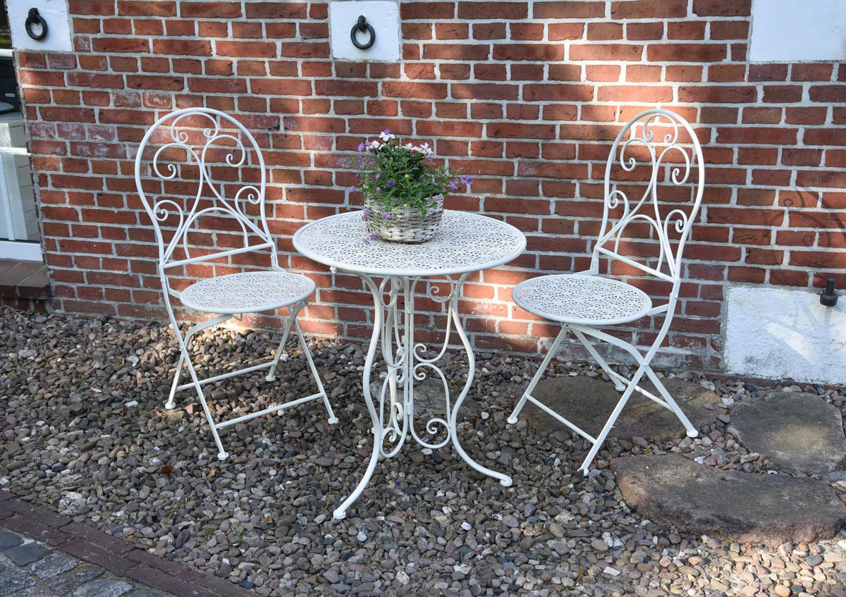 BALKONMÖBEL-SET Sten 3-teilig Balkon-Set - Weiß, Metall - DELUKE