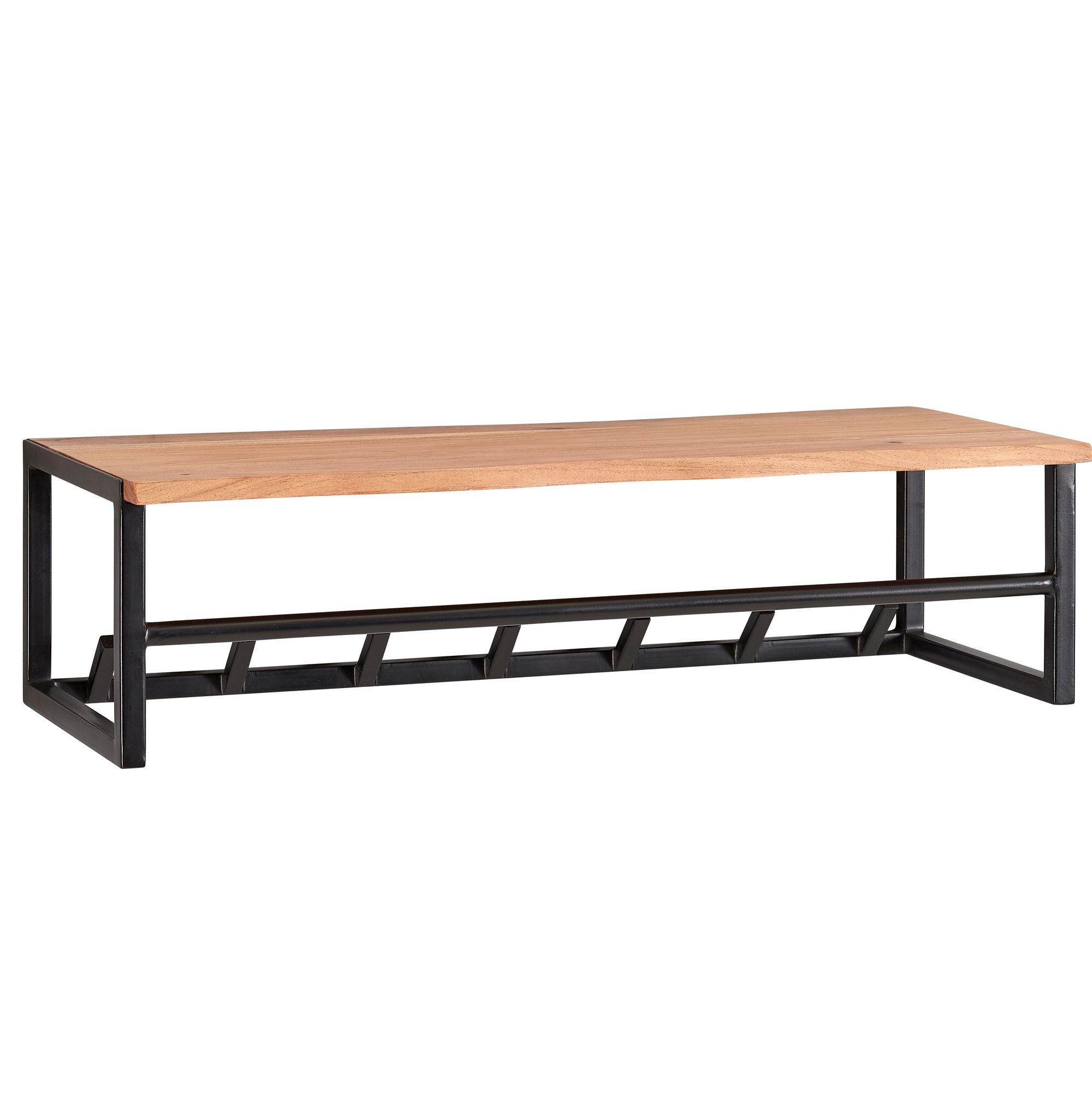 WANDGARDEROBE Akazie Massivholz Metall Modern mit Baumkante - Beige, Holz/Metall (80/22/33cm) - KADIMA DESIGN