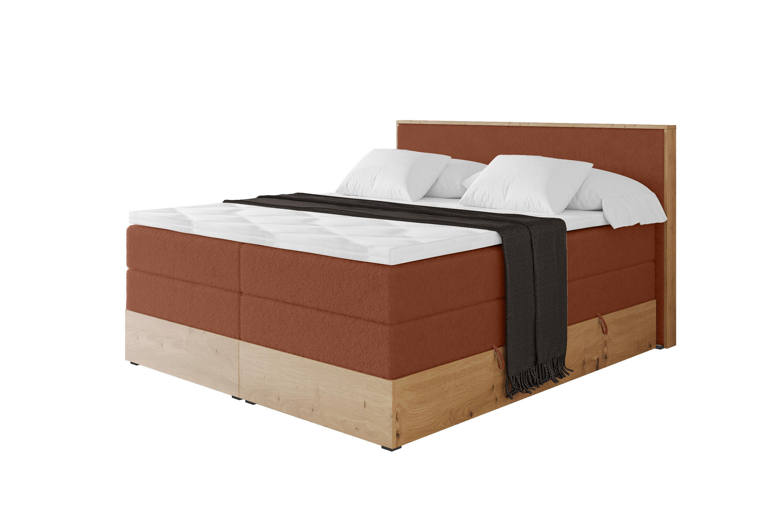 BOXSPRINGBETT LOLLI9 -KING 140x200 - H3/H4 Rot - Rot, Holzwerkstoff (140/200cm) - ALTDECOR