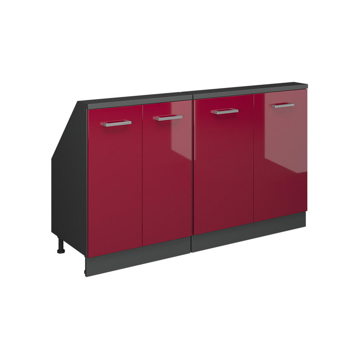 DACHSCHRÄGENSCHRANK-SET Rion Rot Hochglanz/Anthrazit 2er Set - Anthrazit/Rot, Holzwerkstoff (140/81.6/46cm) - Vicco