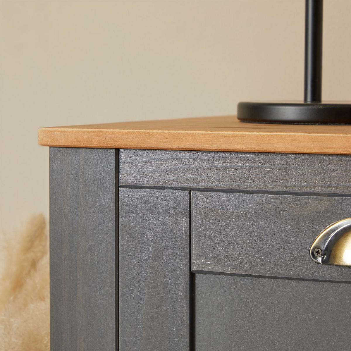 KOMMODE BOLTON - Anthrazit/Braun, Holz (91/93/40cm) - IDIMEX