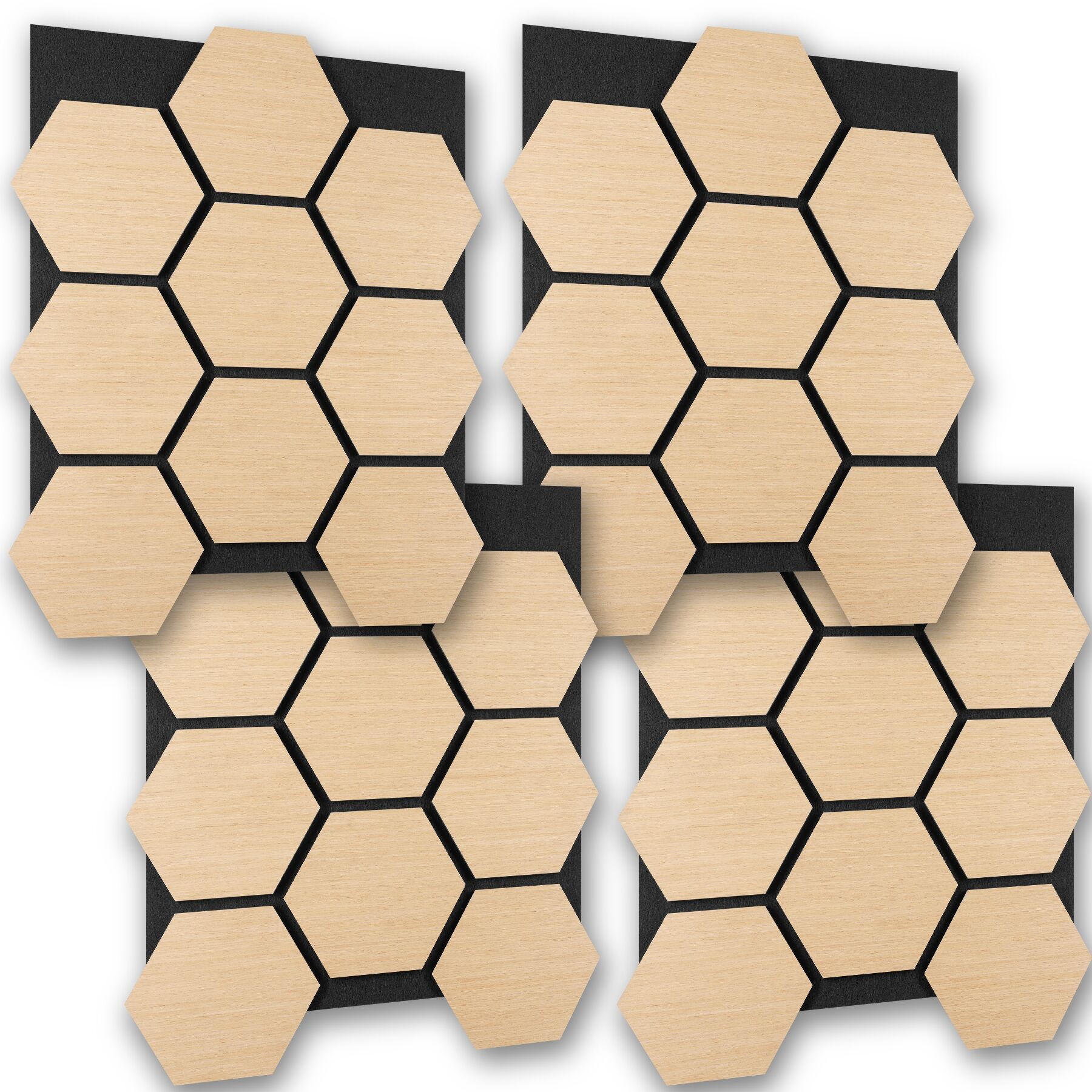 AKUSTIKPANEELE Sonic Shield, je 76 x 62 x 1,8 cm, Größe flexibel anpassbar, Eiche - Eichefarben, Holz (62/1.8/76cm) - tectake
