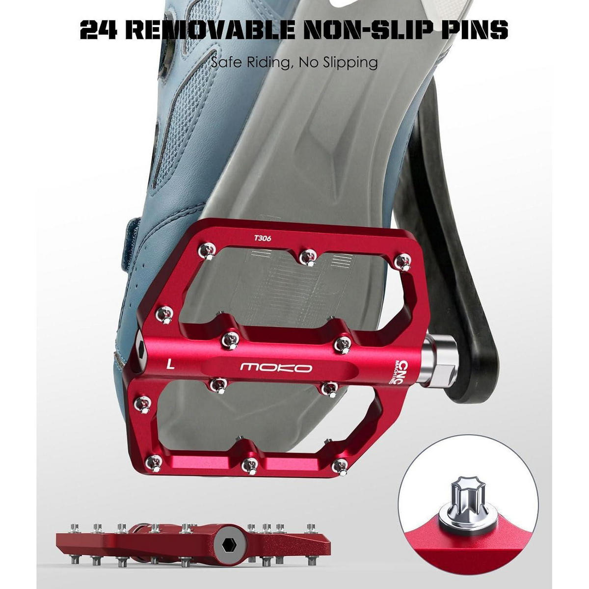 FAHRRADPEDALE CNC-Aluminium Rot 9/16 Zoll - Rot, Metall (9.8/1/12.5cm)