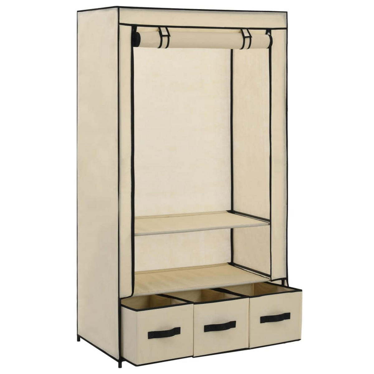 STOFFSCHRANK mit 3 Schubladen, 1 Rolltür 87/49/159 cm Creme - Creme, Textil (87/159/49cm) - vidaXL