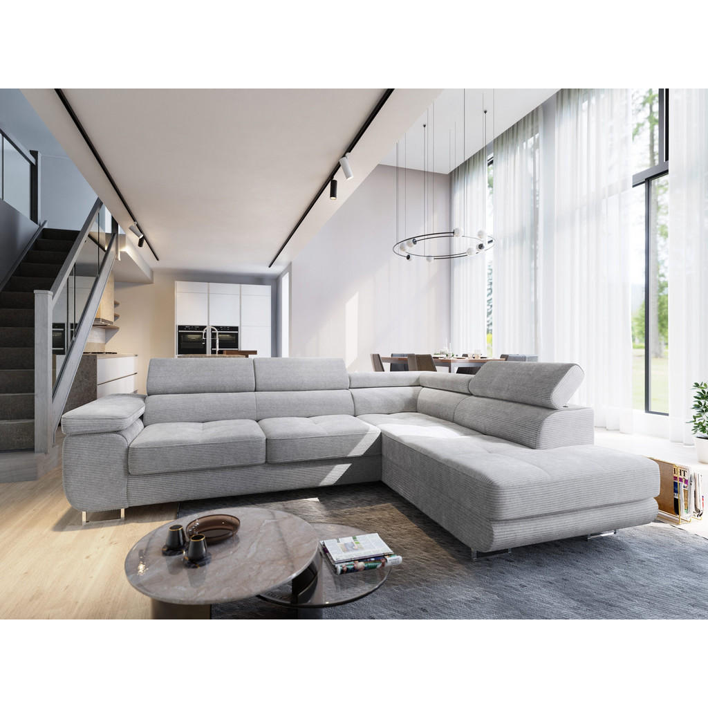 Thumbnail - Masseno Ecksofa, Hellgrau, Holz, 4-Sitzer, L-Form,L-Form, 276x202 cm, Wohnzimmer, Sofas & Couches, Wohnlandschaften, Eck...