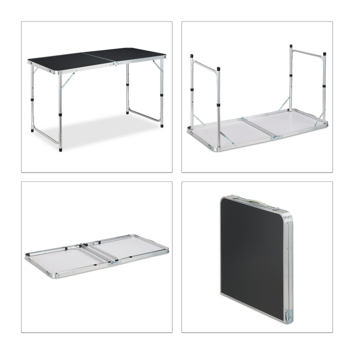 KEMPINGOVÝ stôl - viacfarebná, kov/kompozitné drevo (60/120/70.5cm) - Relaxdays