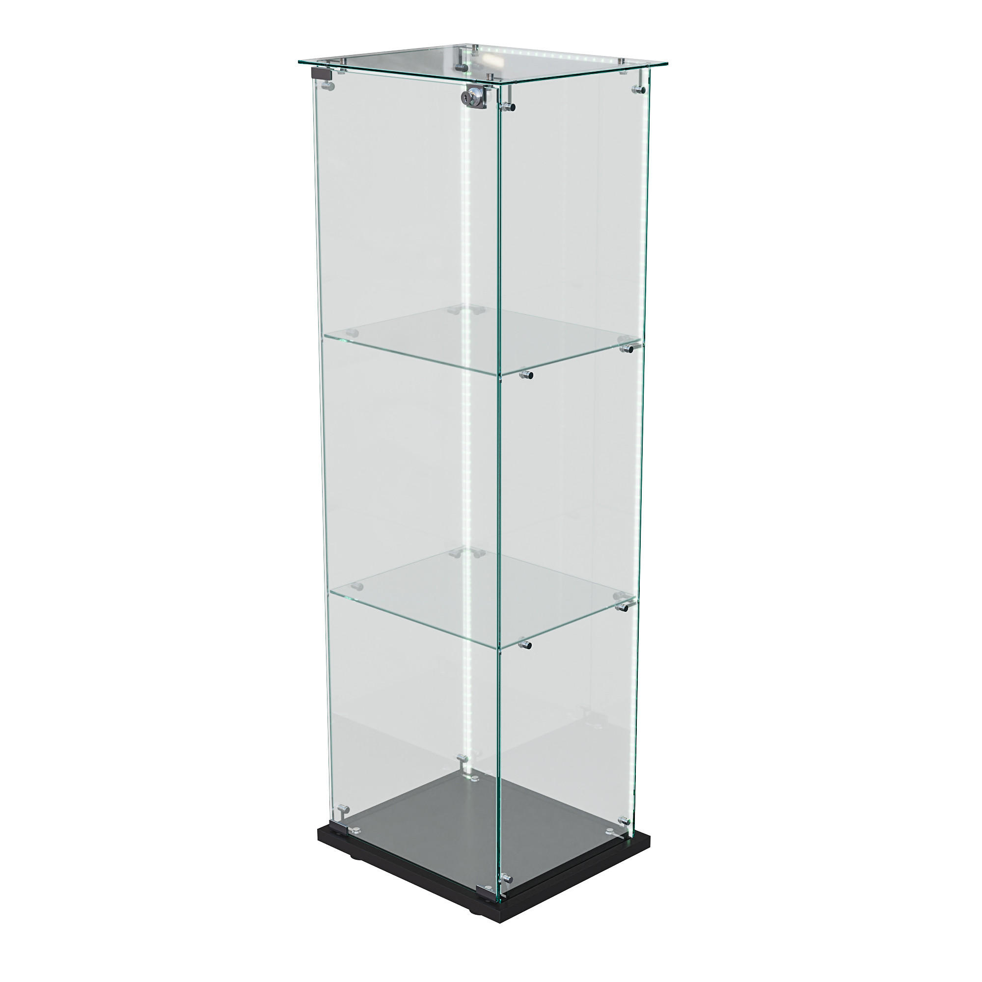 VITRINE mit RGB-Randbeleuchtung, 3-stufig, Schwarz - Schwarz, Glas (39.8/123.3/35cm) - Joyfair