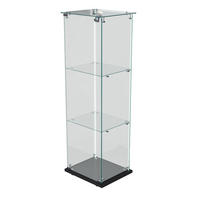 VITRINE mit RGB-Randbeleuchtung, 3-stufig, Schwarz - Schwarz, Glas (39.8/123.3/35cm) - Joyfair