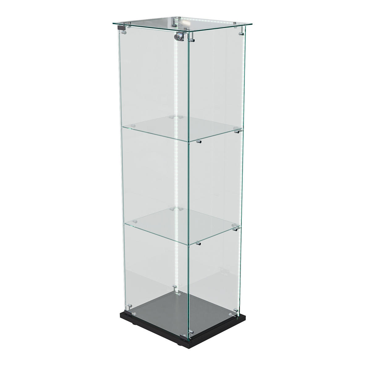 GLASVITRINE 125x42x36 cm 1 Tür 3 Einlegeböden LED Touch schwarz - Schwarz, Holz (39.8/123.3/35cm) - LEBENLANG