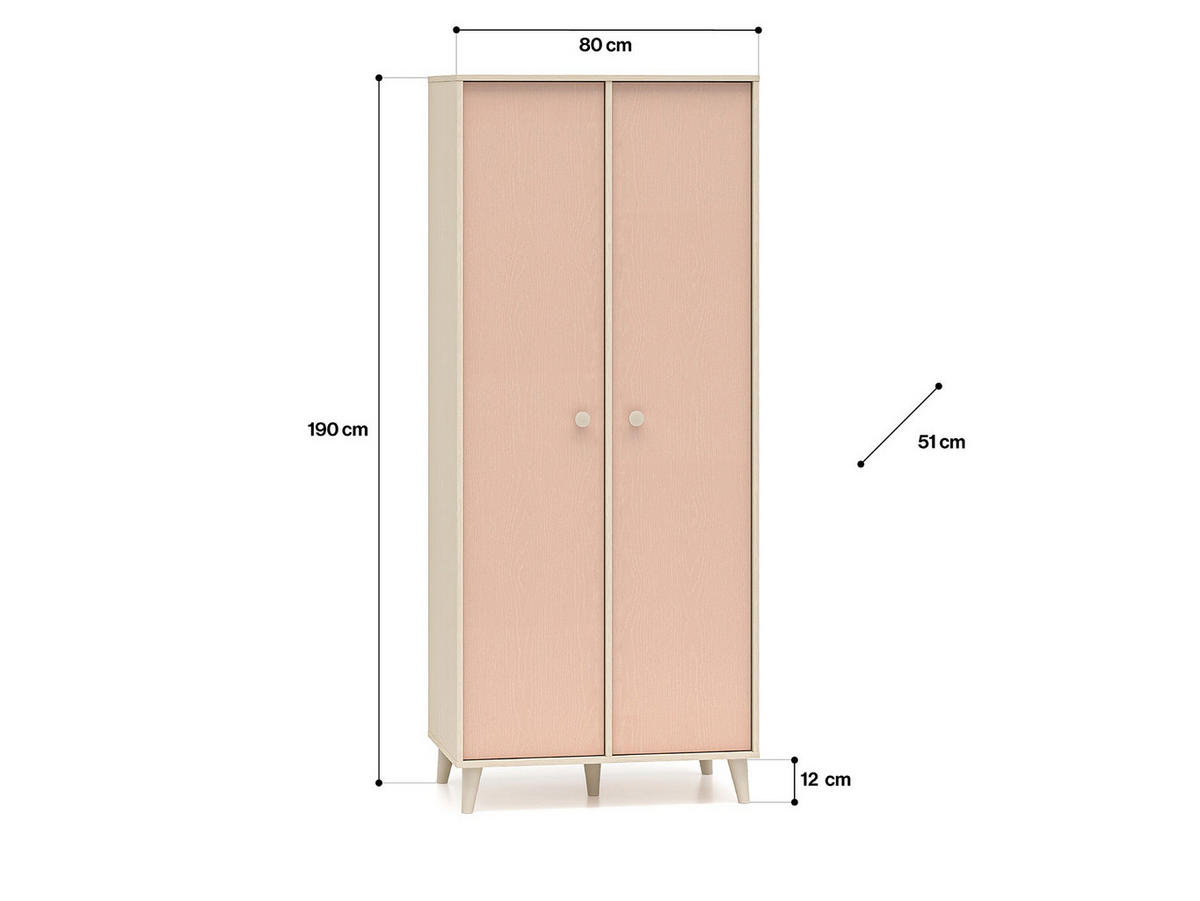 KLEIDERSCHRANK – 80 cm – Mevel – Grau - Grau, Holzwerkstoff (80/190/51cm) - hi-markt