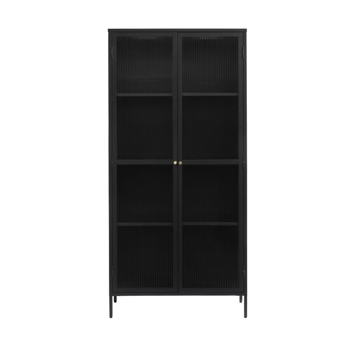 VITRINE - Metall - Schwarz - Schwarz, Metall (90/190/40cm) - Drawer