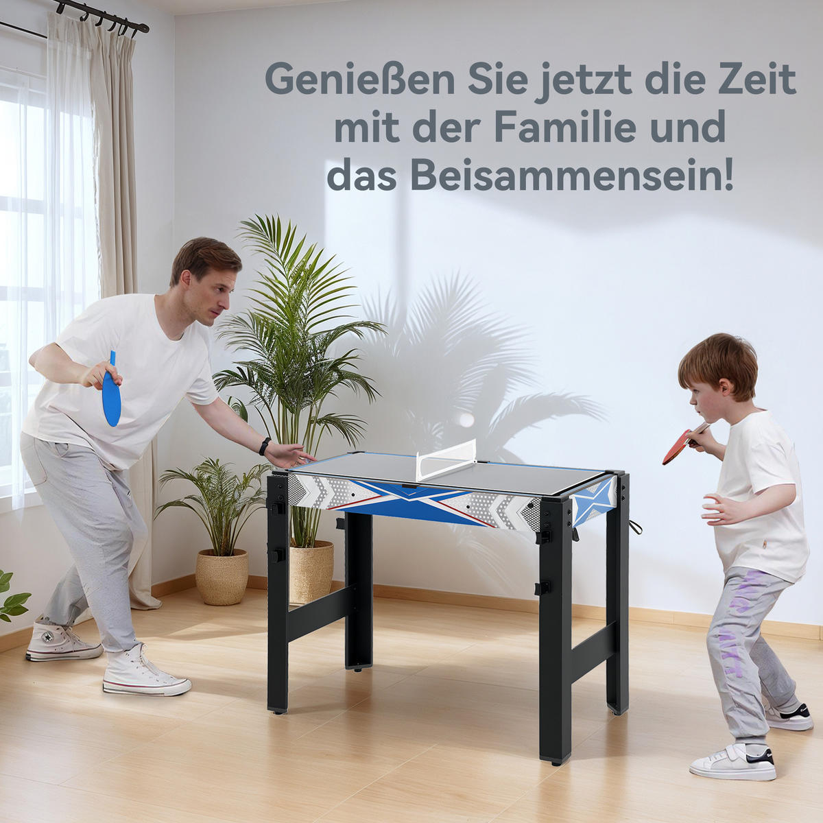 MINI-MULTIGAME-SPIELTISCH MDF Blau Schwarz - Blau, Holzwerkstoff - SPORTNOW